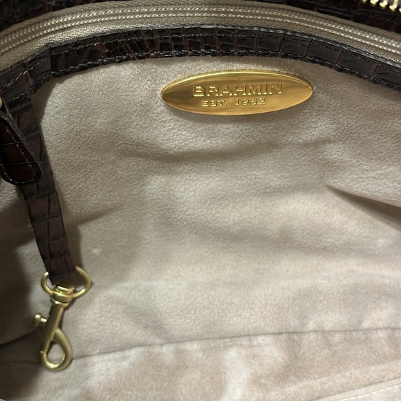 Vintage Brahmin Brown Leather Croc Small Shoulder Purse - Picture 5 of 8